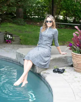 Flamingo Heather Grey Half Zip 2 Piece Swim Top & Skirt Set