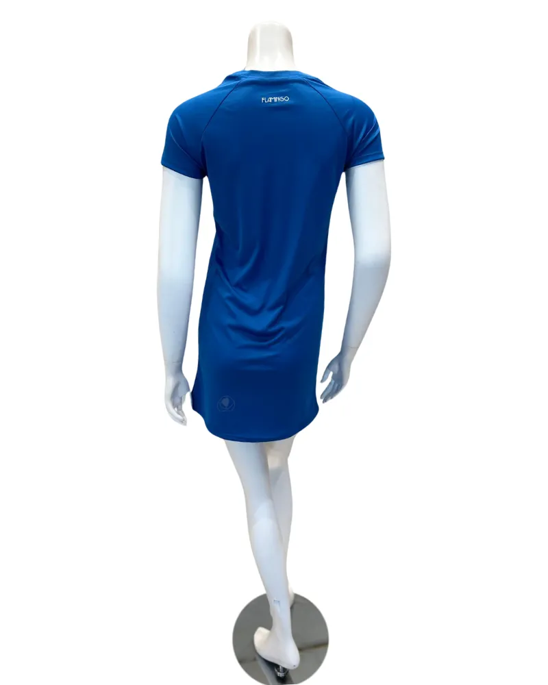 Flamingo Royal Blue Short Sleeve Swim Rashguard Tunic Top