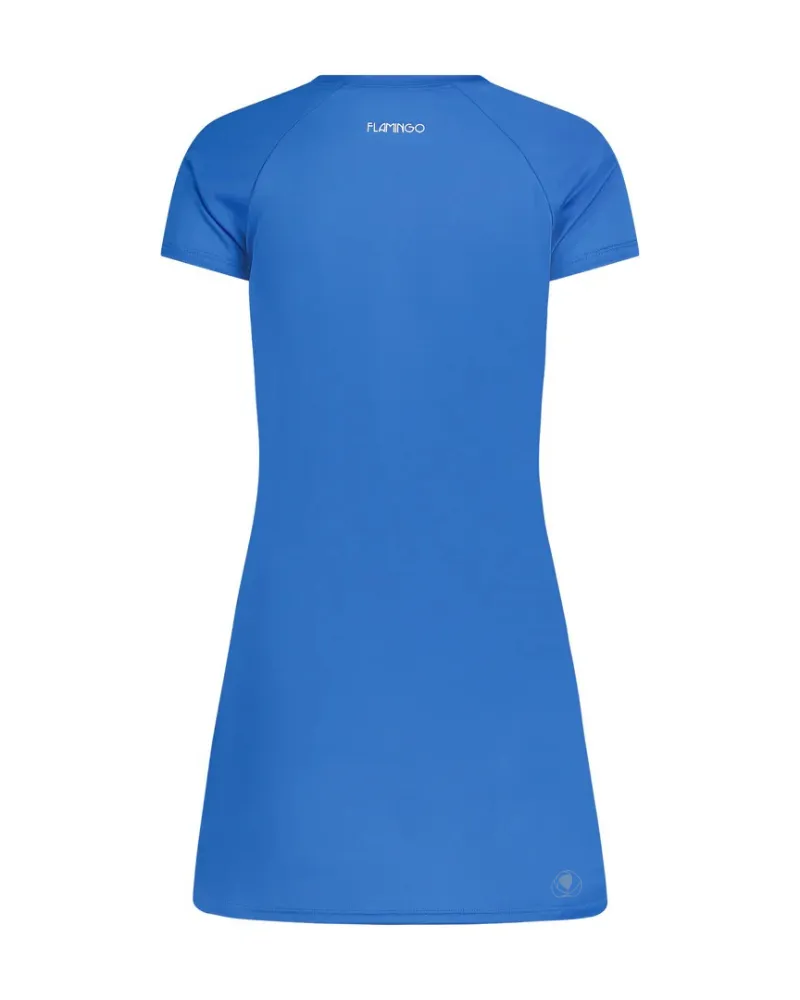 Flamingo Royal Blue Short Sleeve Swim Rashguard Tunic Top