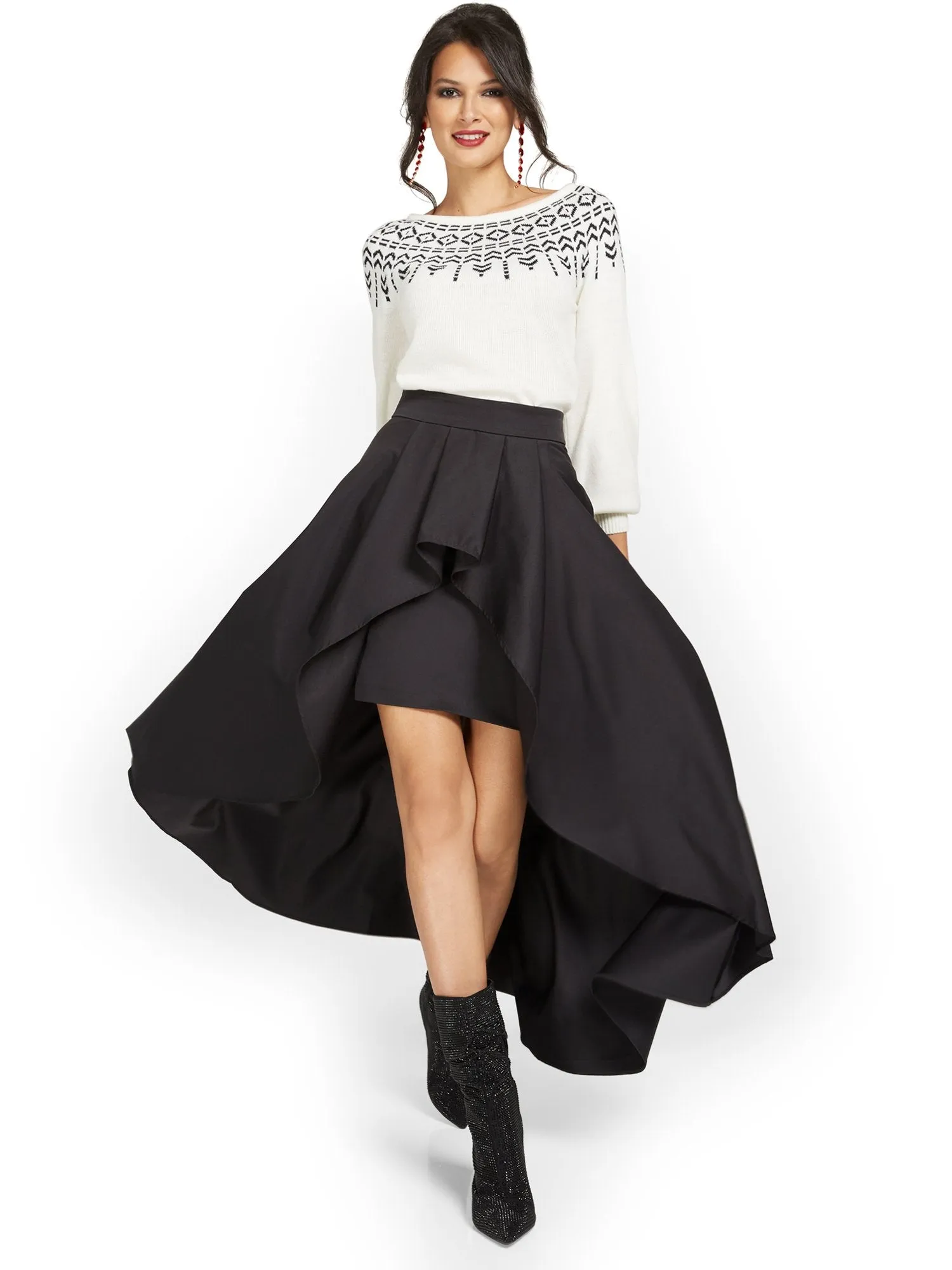 Flare High-Low Maxi Skirt