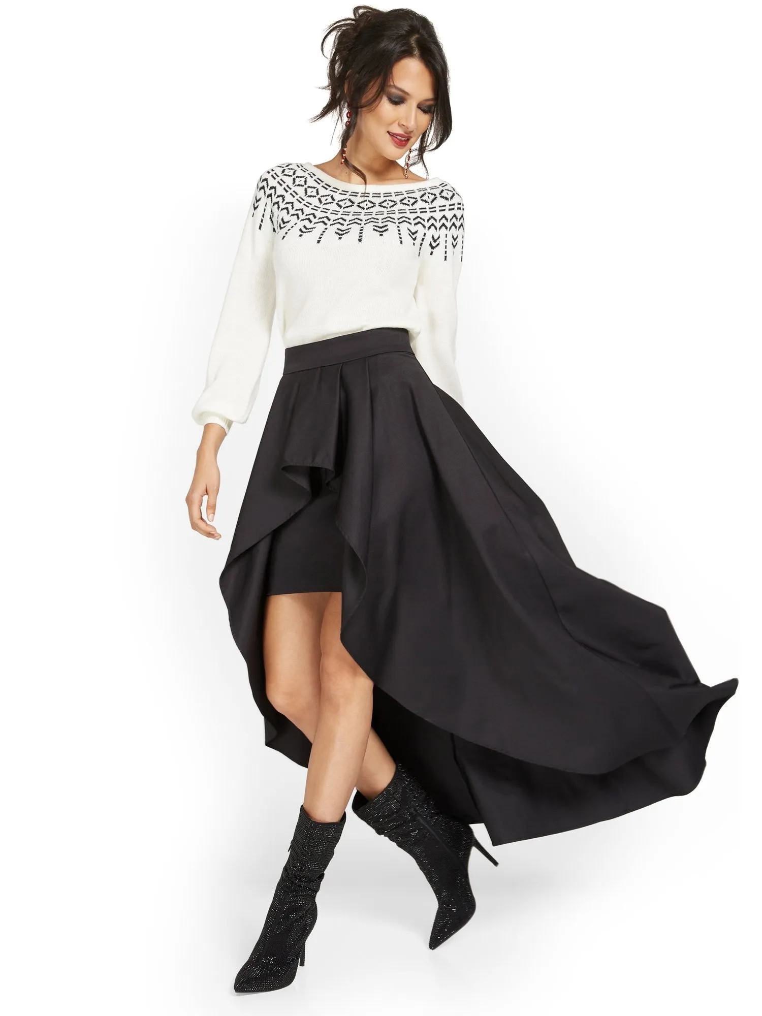 Flare High-Low Maxi Skirt