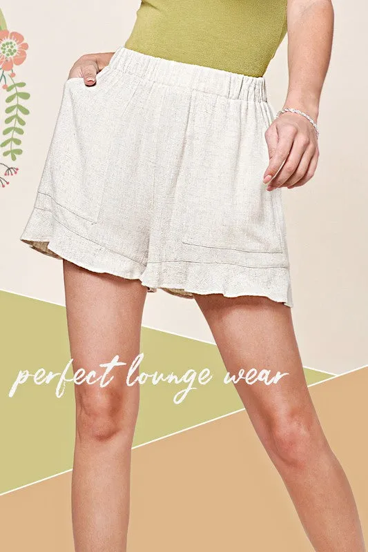 Flared Linen Shorts