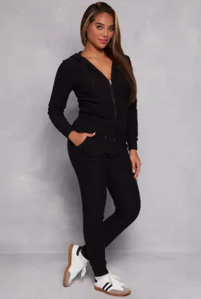 Fleece Patterned Drawstring Joggers