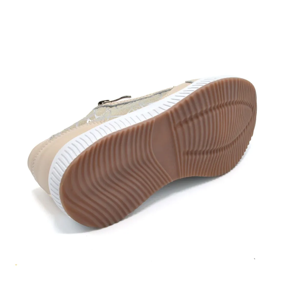 Fleet & Foster Bev - Ladies Wide Fit Casual Trainer - 2E Fitting - Nude