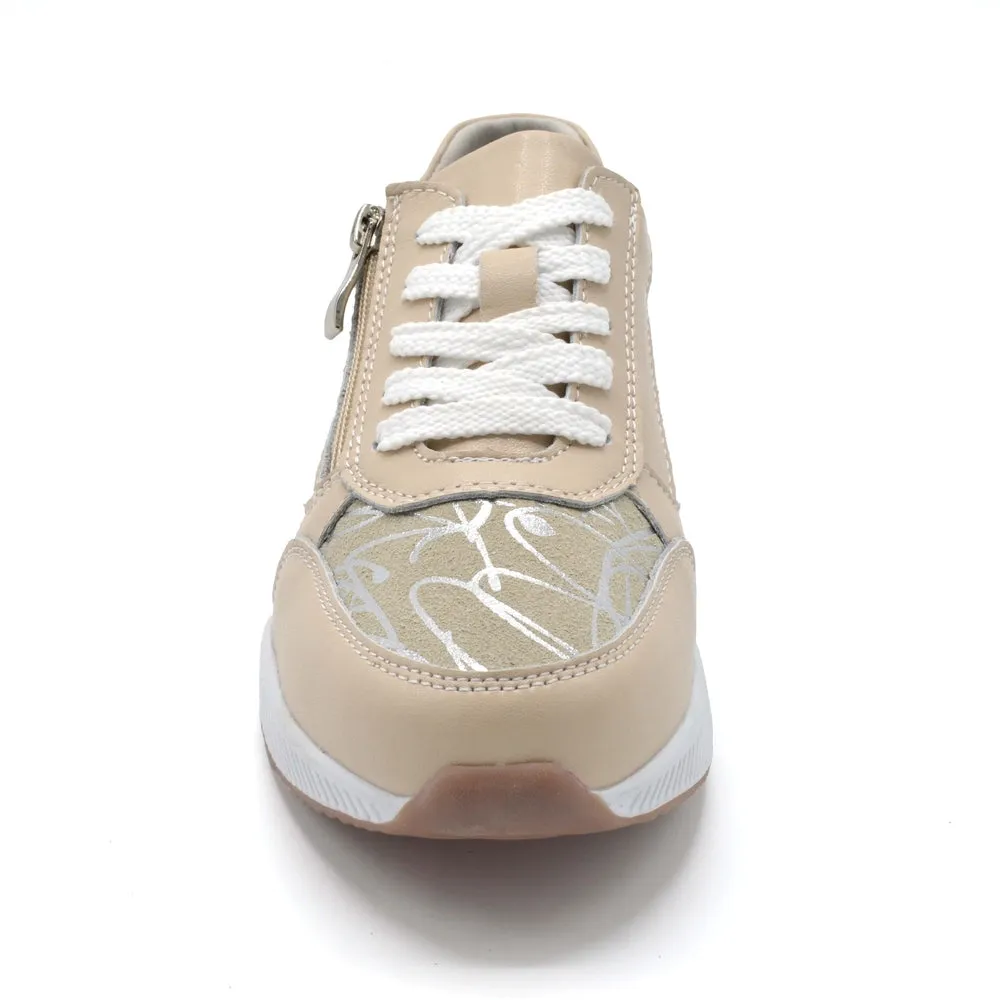 Fleet & Foster Bev - Ladies Wide Fit Casual Trainer - 2E Fitting - Nude