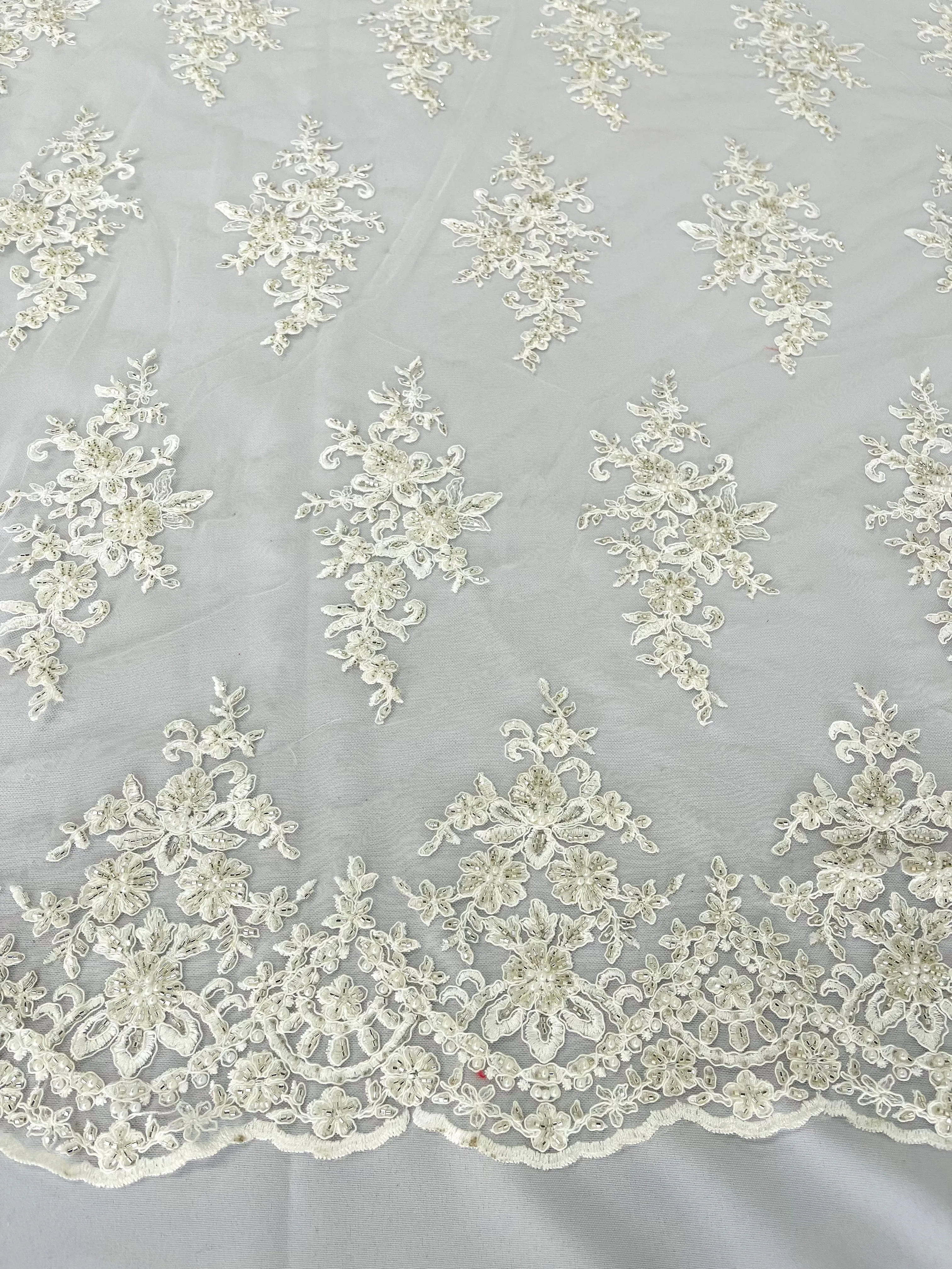 FLORAL DAMASK BEADED LACE (By The Yard)