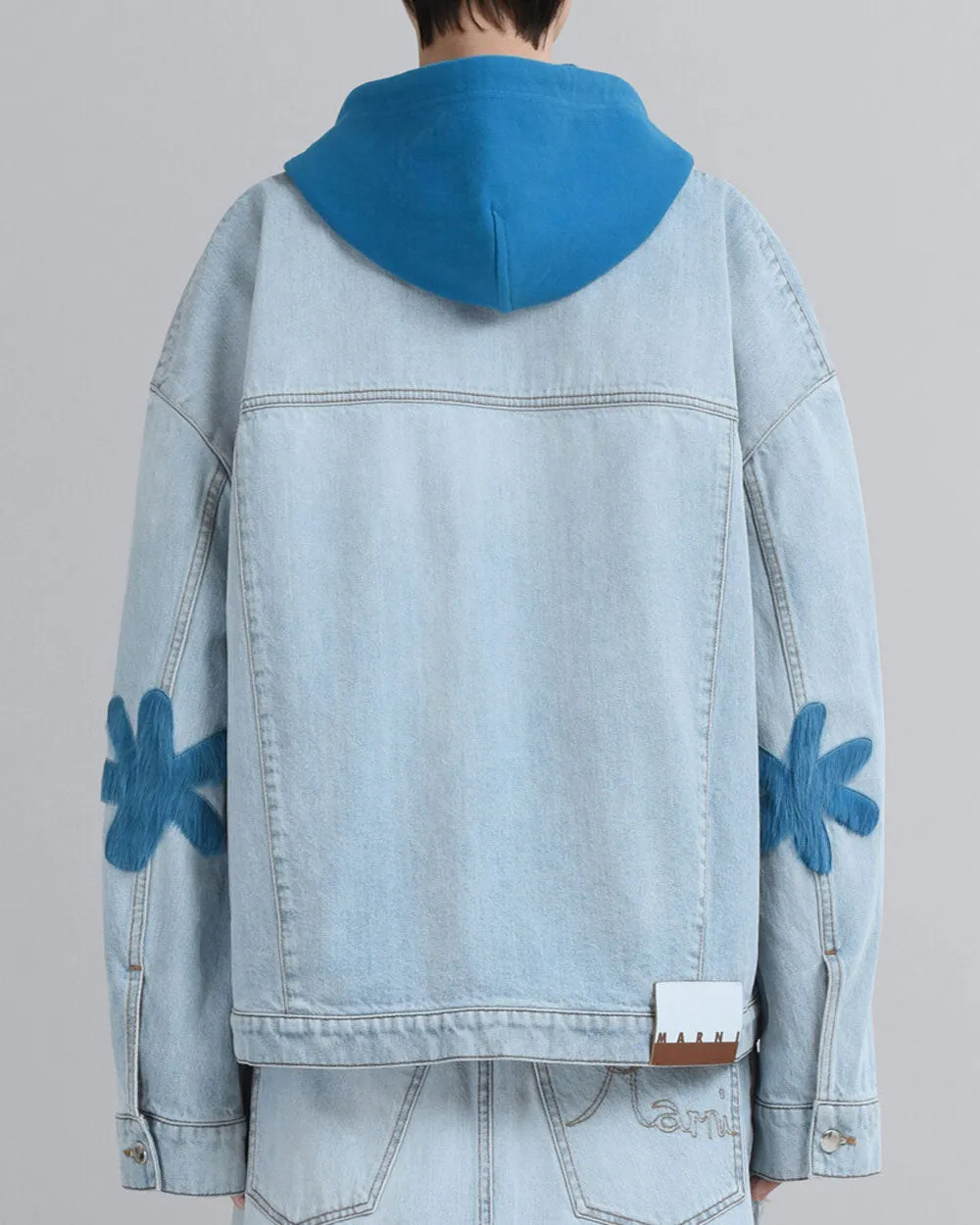 Floral Elbow Patch Oversized Denim Jacket