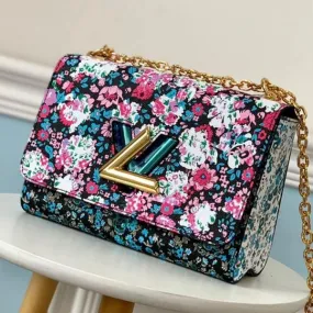Floral Print Twist Mm Chain Shoulder Bag M55037 Red 2019 Collection