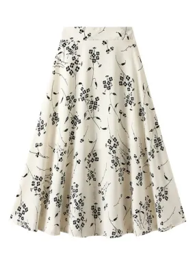 Floral Small Plum Blossom Print Skirt