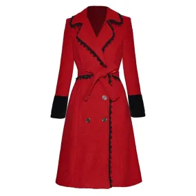 Florence Double Breasted Beading Tweed Coat