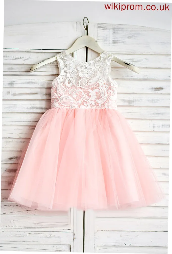 Flower Flower Girl Dresses Neck Skylar Lace - Knee-length Sleeveless Scoop Dress With Tulle Girl A-Line
