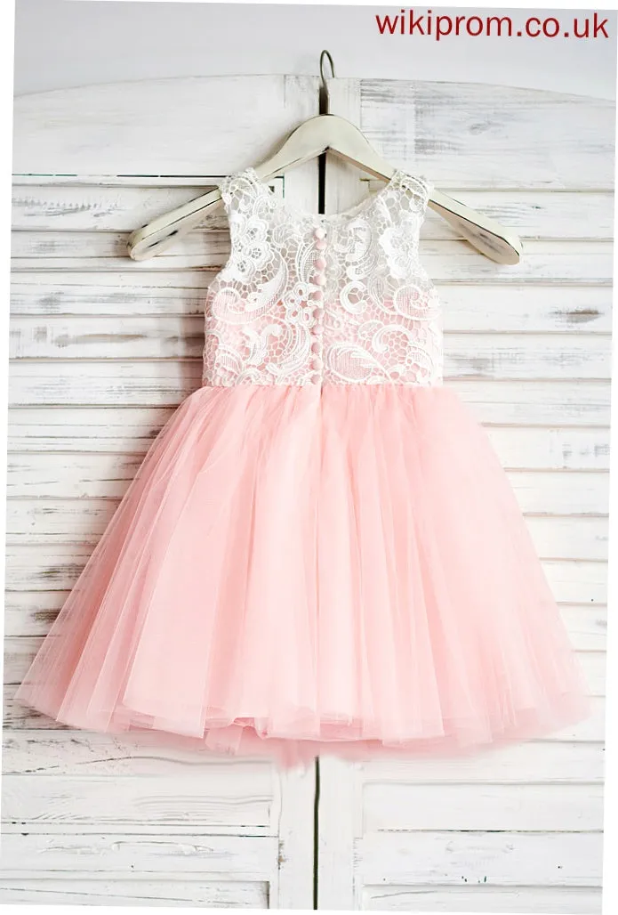 Flower Flower Girl Dresses Neck Skylar Lace - Knee-length Sleeveless Scoop Dress With Tulle Girl A-Line
