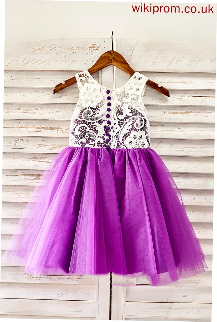 Flower Flower Girl Dresses Neck Skylar Lace - Knee-length Sleeveless Scoop Dress With Tulle Girl A-Line