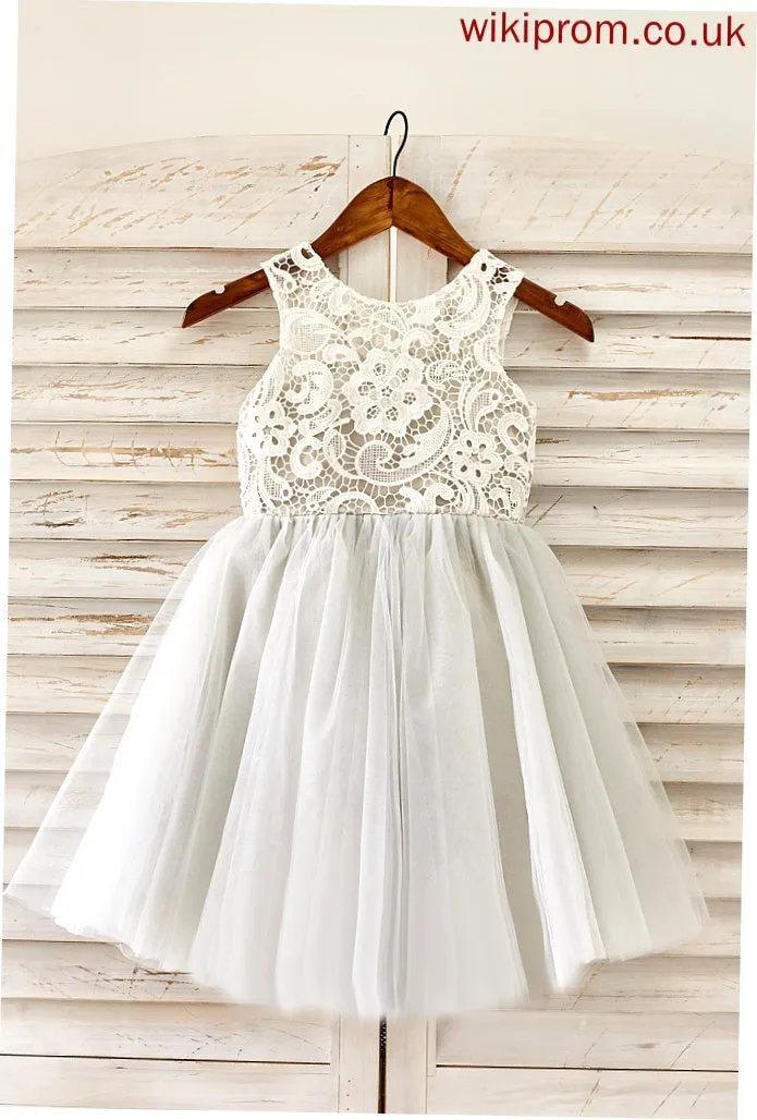 Flower Flower Girl Dresses Neck Skylar Lace - Knee-length Sleeveless Scoop Dress With Tulle Girl A-Line
