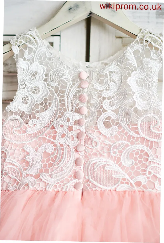 Flower Flower Girl Dresses Neck Skylar Lace - Knee-length Sleeveless Scoop Dress With Tulle Girl A-Line