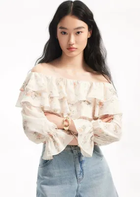FLOWER RUFFLE SHORT TOPS