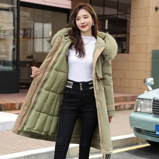 Fluffy Hooded Plain Puffer Coat