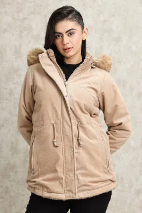 FLUFFY REVERSIBLE JACKET-KHAKI
