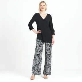 Flutter Cuff Side Vent Tunic - Black - Final Sale!
