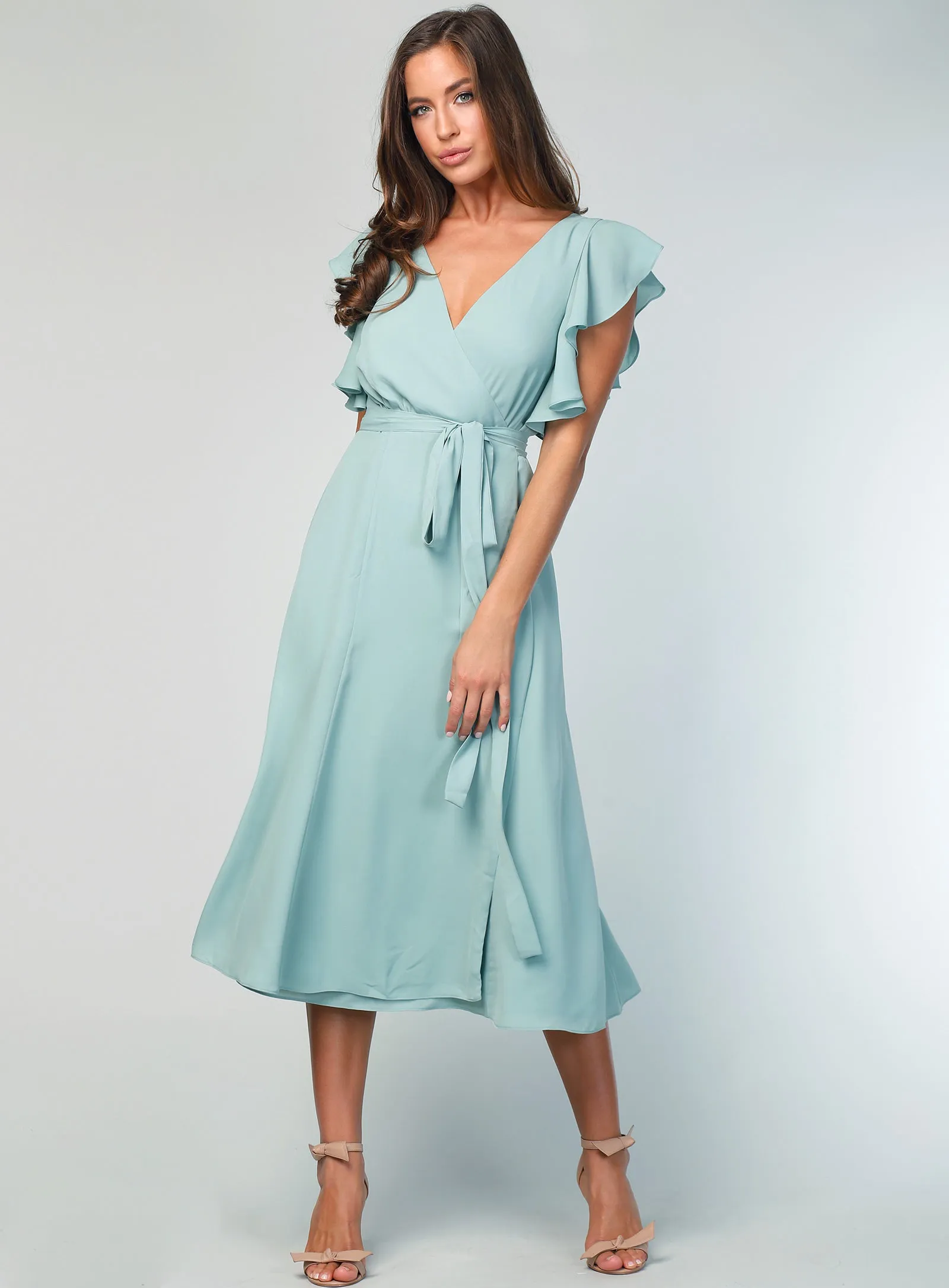 Flutter Sleeve Midi Skirt