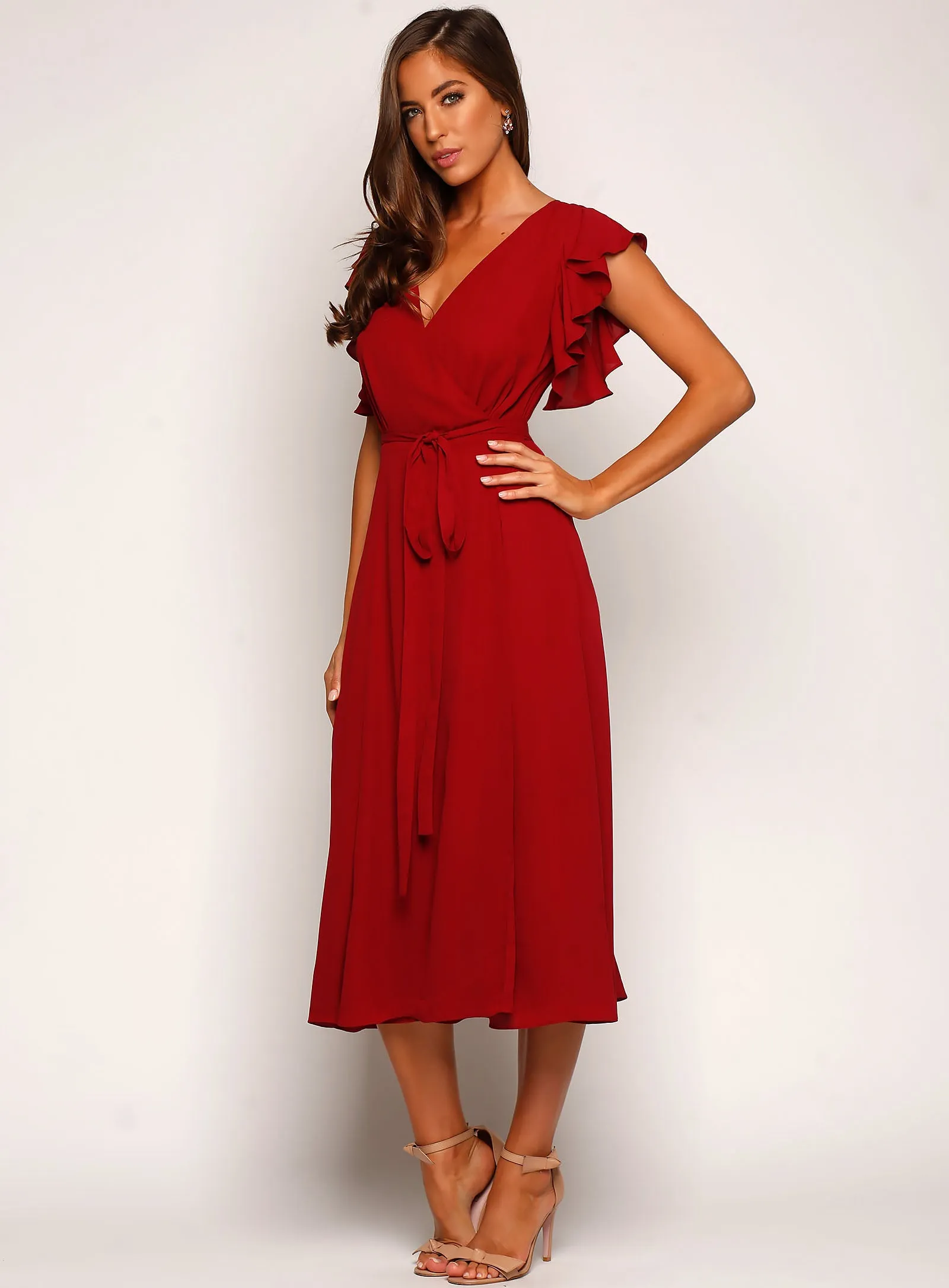 Flutter Sleeve Midi Skirt