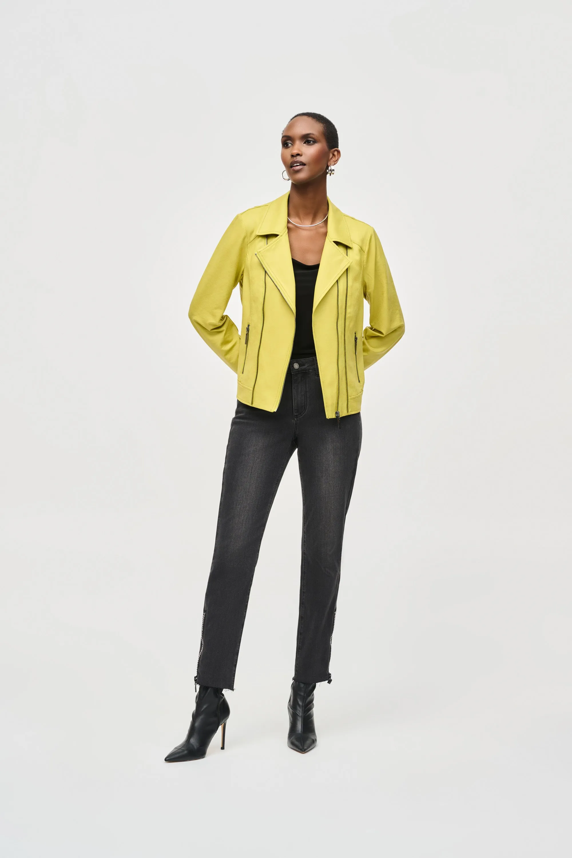 Foiled Knit Moto Jacket
