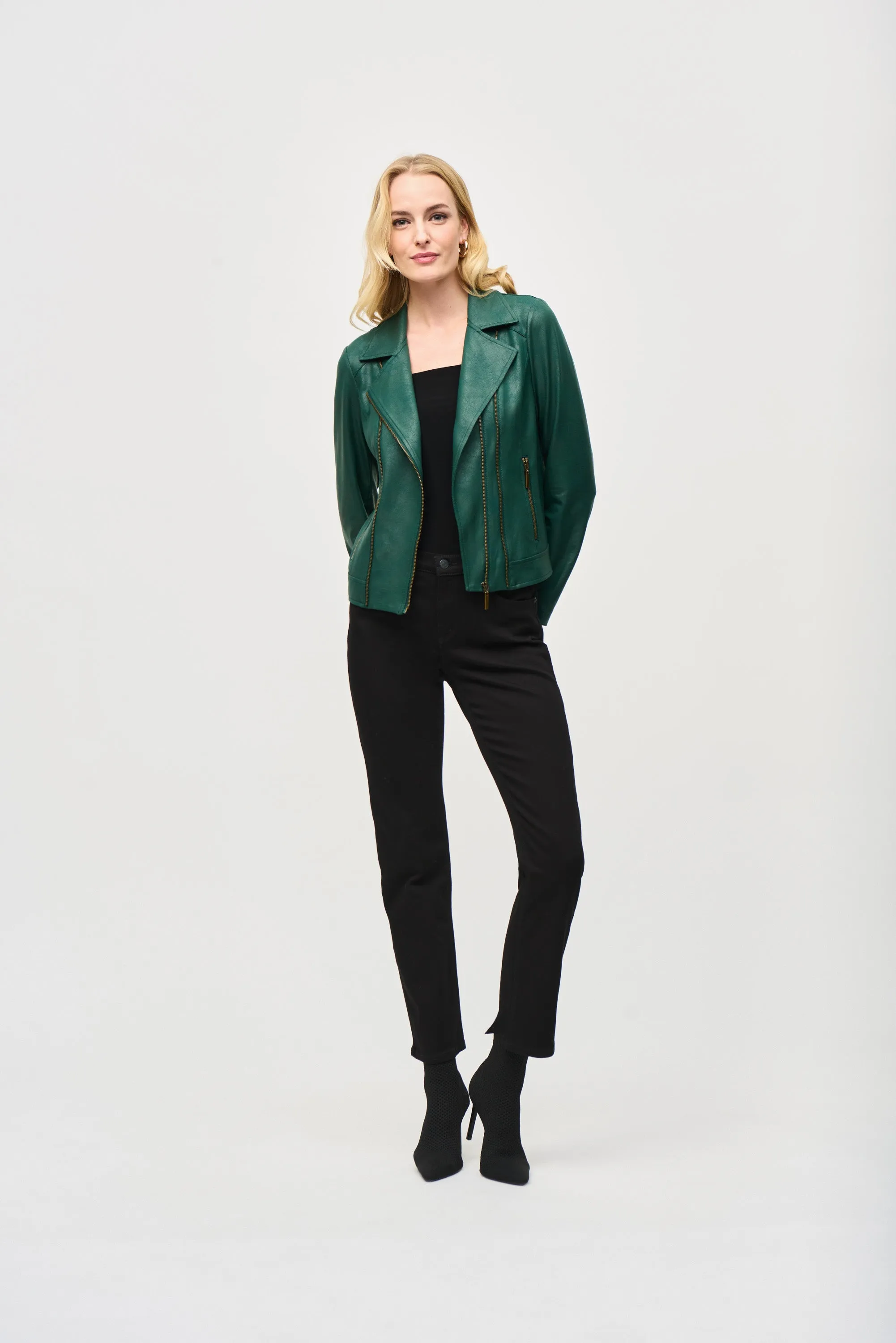 Foiled Knit Moto Jacket