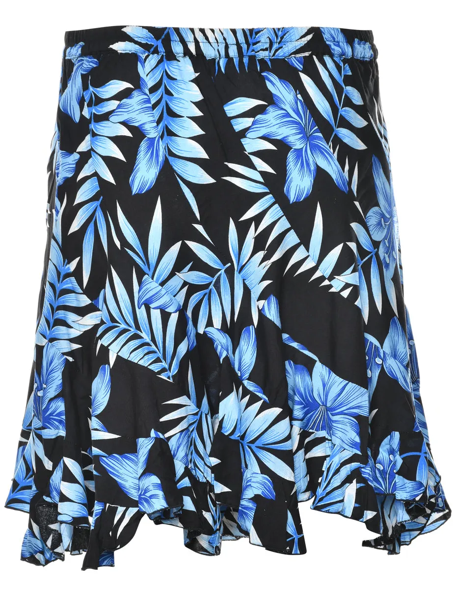 Foliage Print Flared Skirt - S
