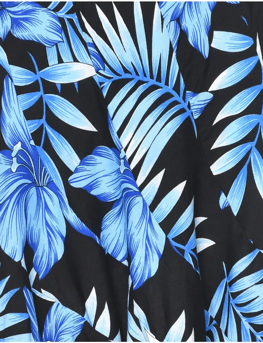 Foliage Print Flared Skirt - S
