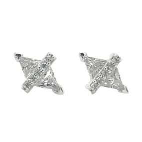 Forma Sterling Silver Triangle Cz Stud Earrings