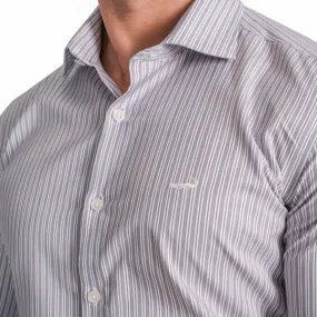 Formal Full Sleeve Slim Fit Stripe Shirt- Heirloom Lilac
