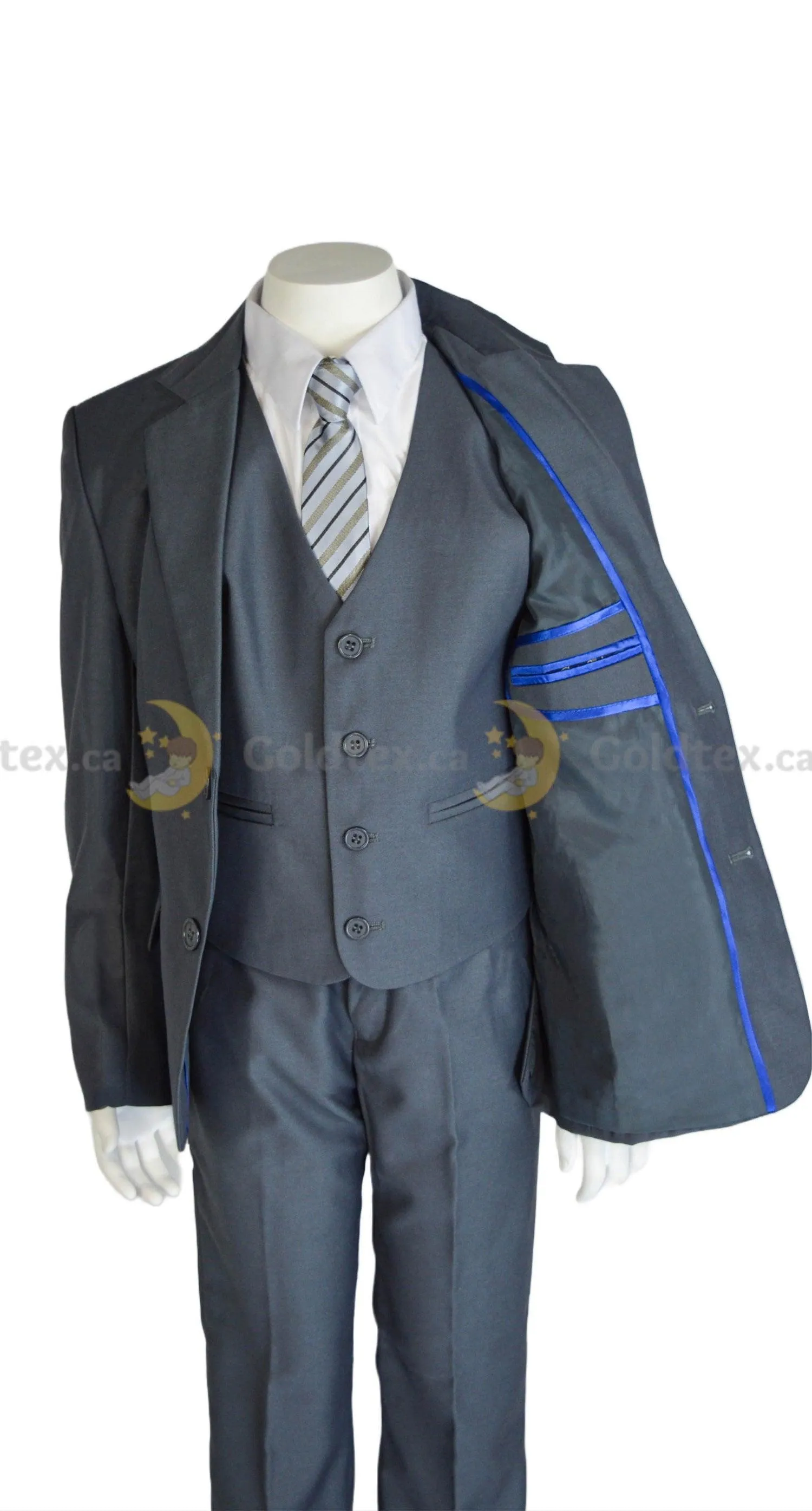 Formal Kids Wear 5-piece suit set - New Grey - Style 8158