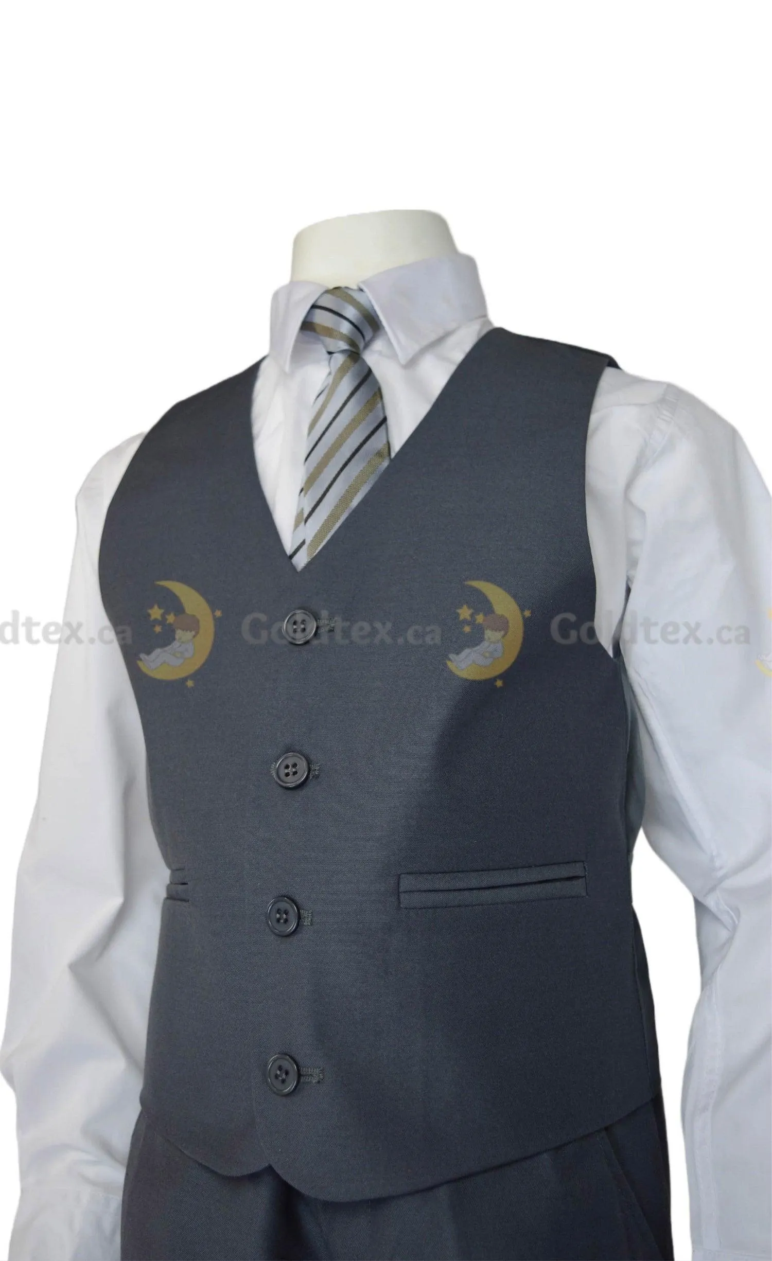 Formal Kids Wear 5-piece suit set - New Grey - Style 8158