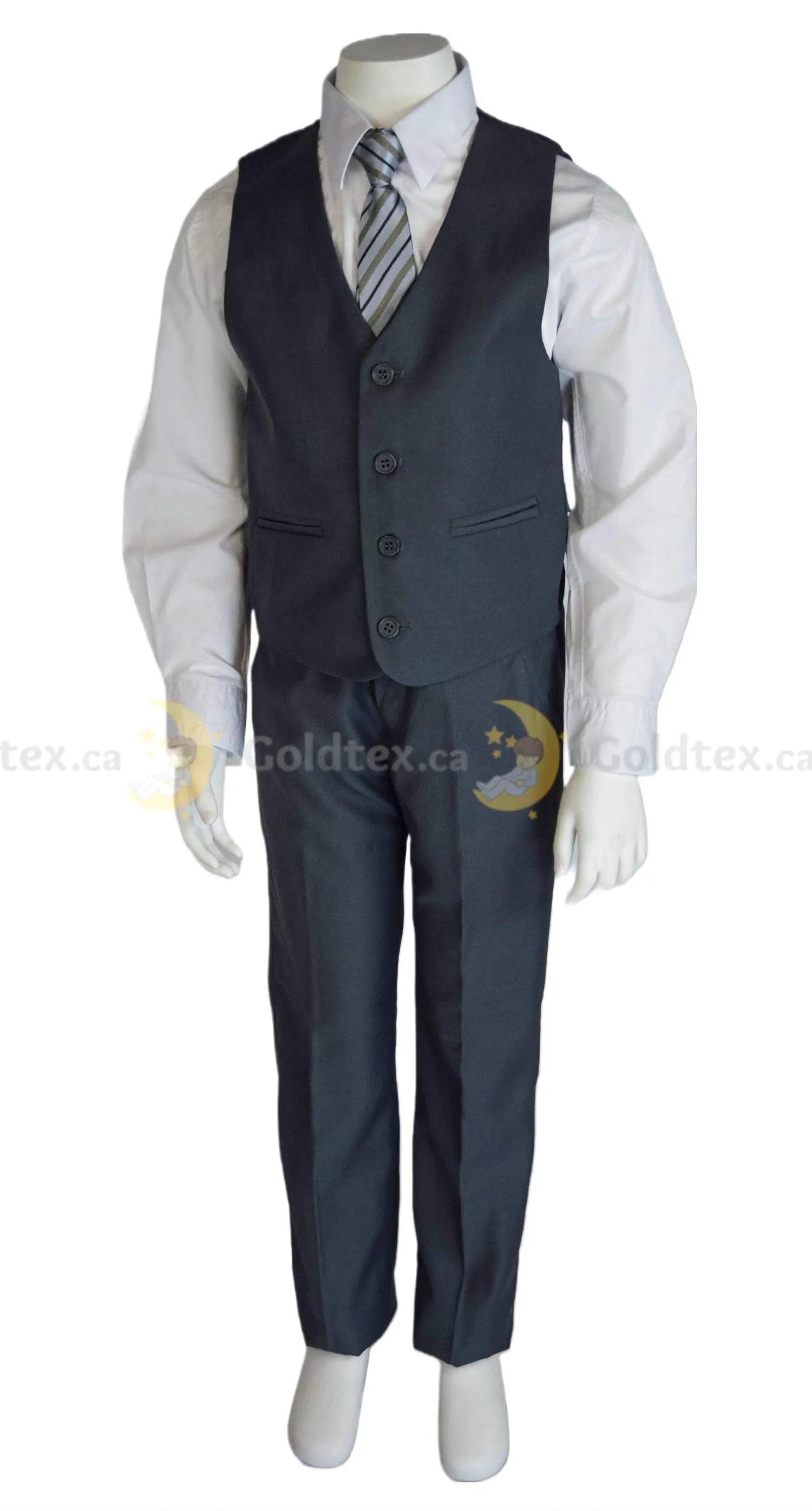 Formal Kids Wear 5-piece suit set - New Grey - Style 8158