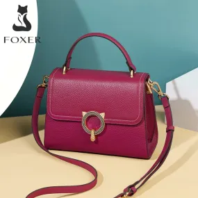 FOXER Classic Ladies Handbag Natural leather Large Capacity Women's Soft Fall Winter Shoulder Bags Commute Casual Crossbody Bag