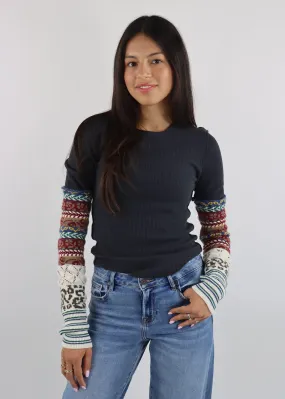 Free People All In Cuff Long Sleeve Top ★ Vintage Black