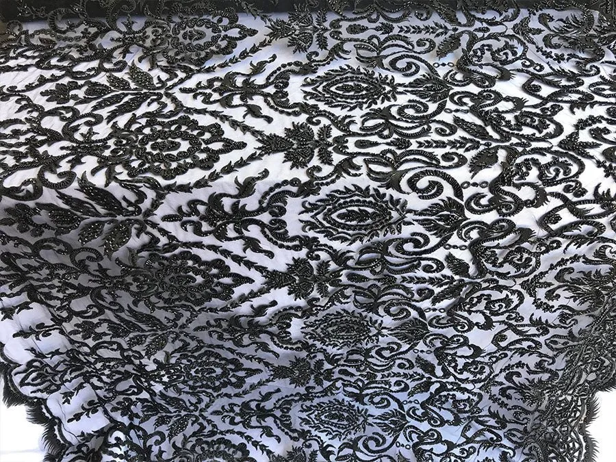 French Beaded Fabric, Lace Fabric Geometric By The Yard
