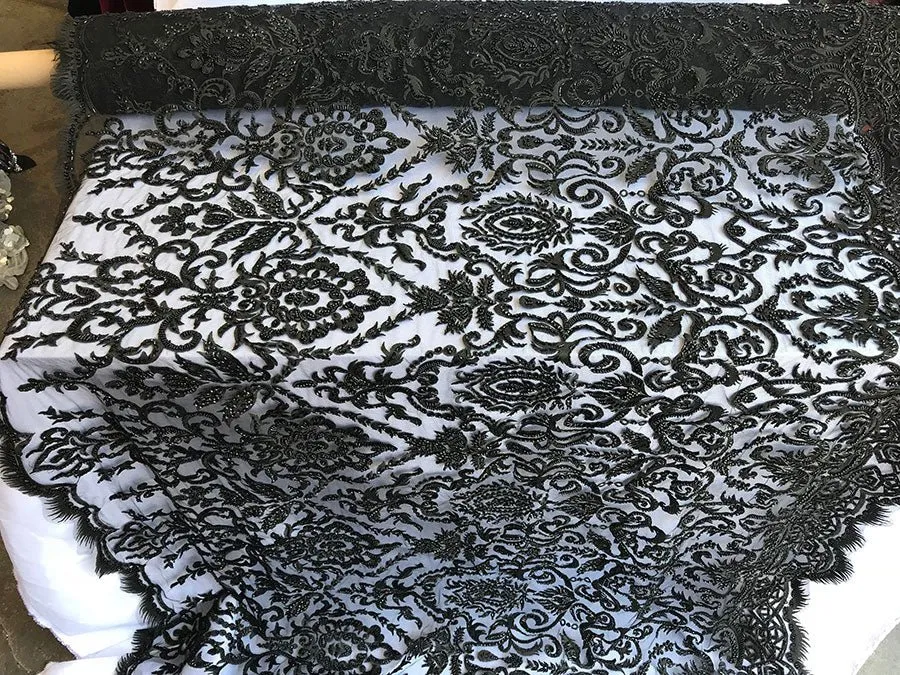 French Beaded Fabric, Lace Fabric Geometric By The Yard