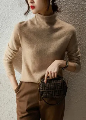 French Beige Hign Neck Warm Wool Sweaters Fall ML1145