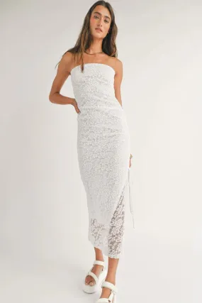 Fresh Air Side Ruched Tube Midi Dress