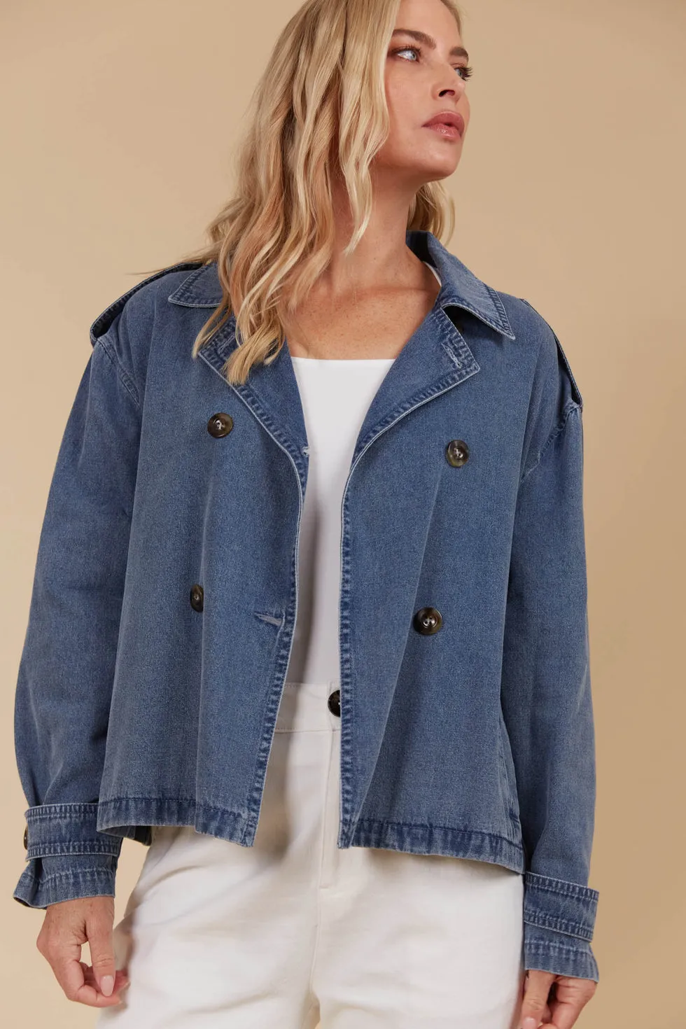 Freya Crop Trench - Denim PREORDER MID MARCH