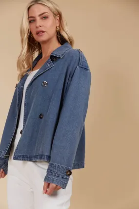 Freya Crop Trench - Denim PREORDER MID MARCH