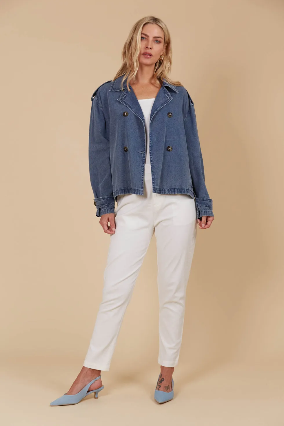 Freya Crop Trench - Denim PREORDER MID MARCH