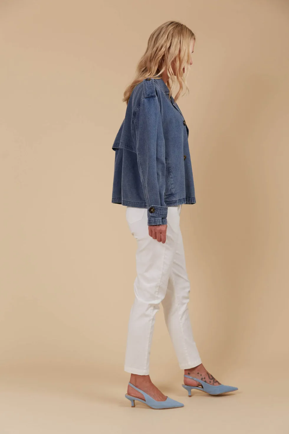 Freya Crop Trench - Denim PREORDER MID MARCH