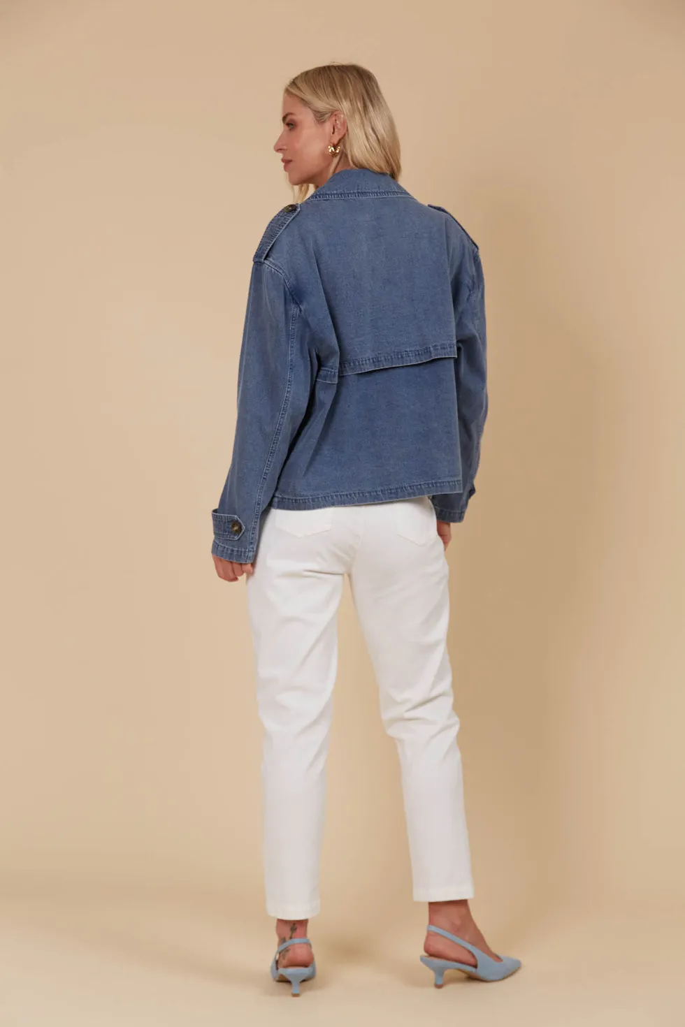 Freya Crop Trench - Denim PREORDER MID MARCH