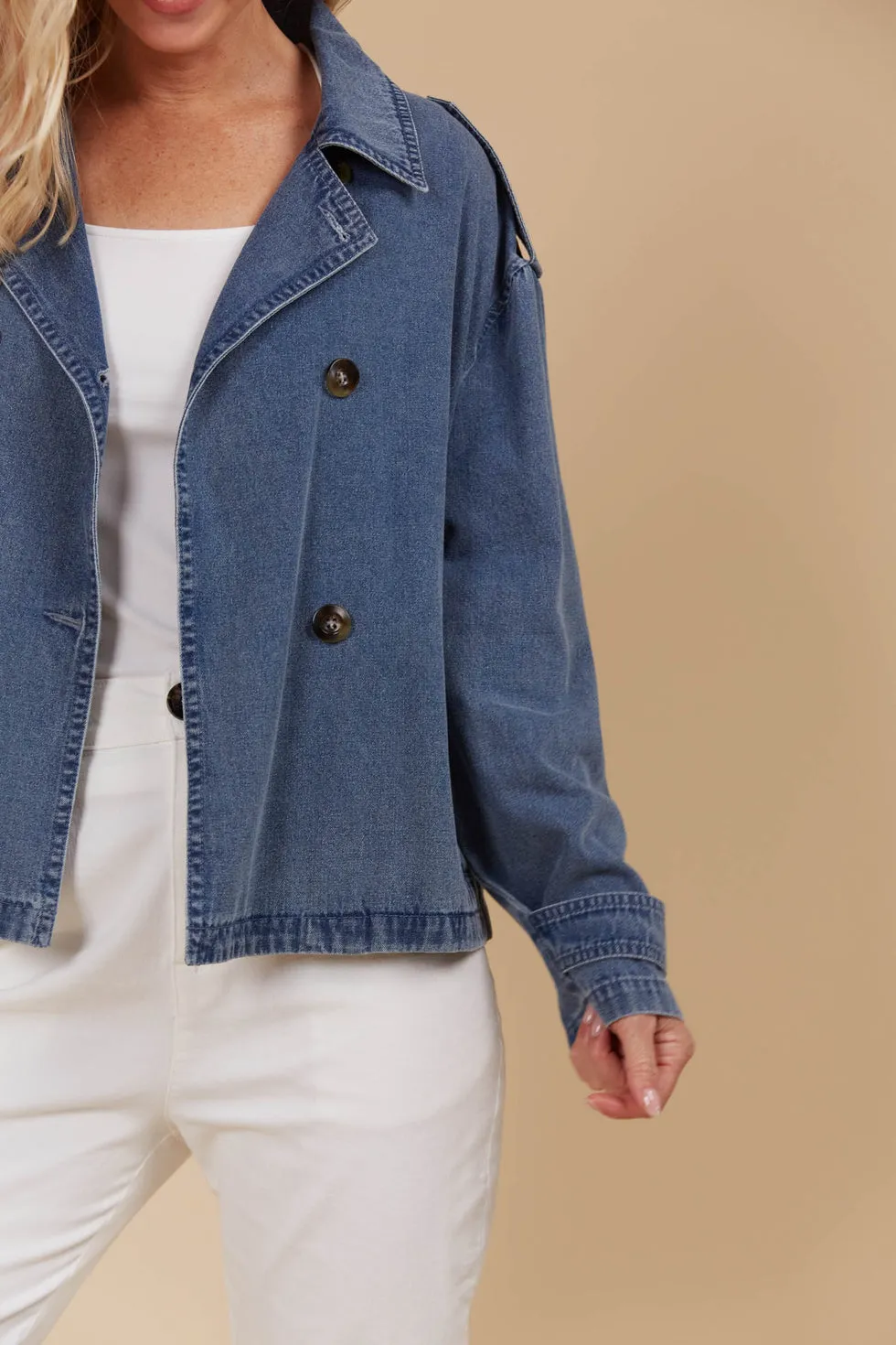 Freya Crop Trench - Denim PREORDER MID MARCH