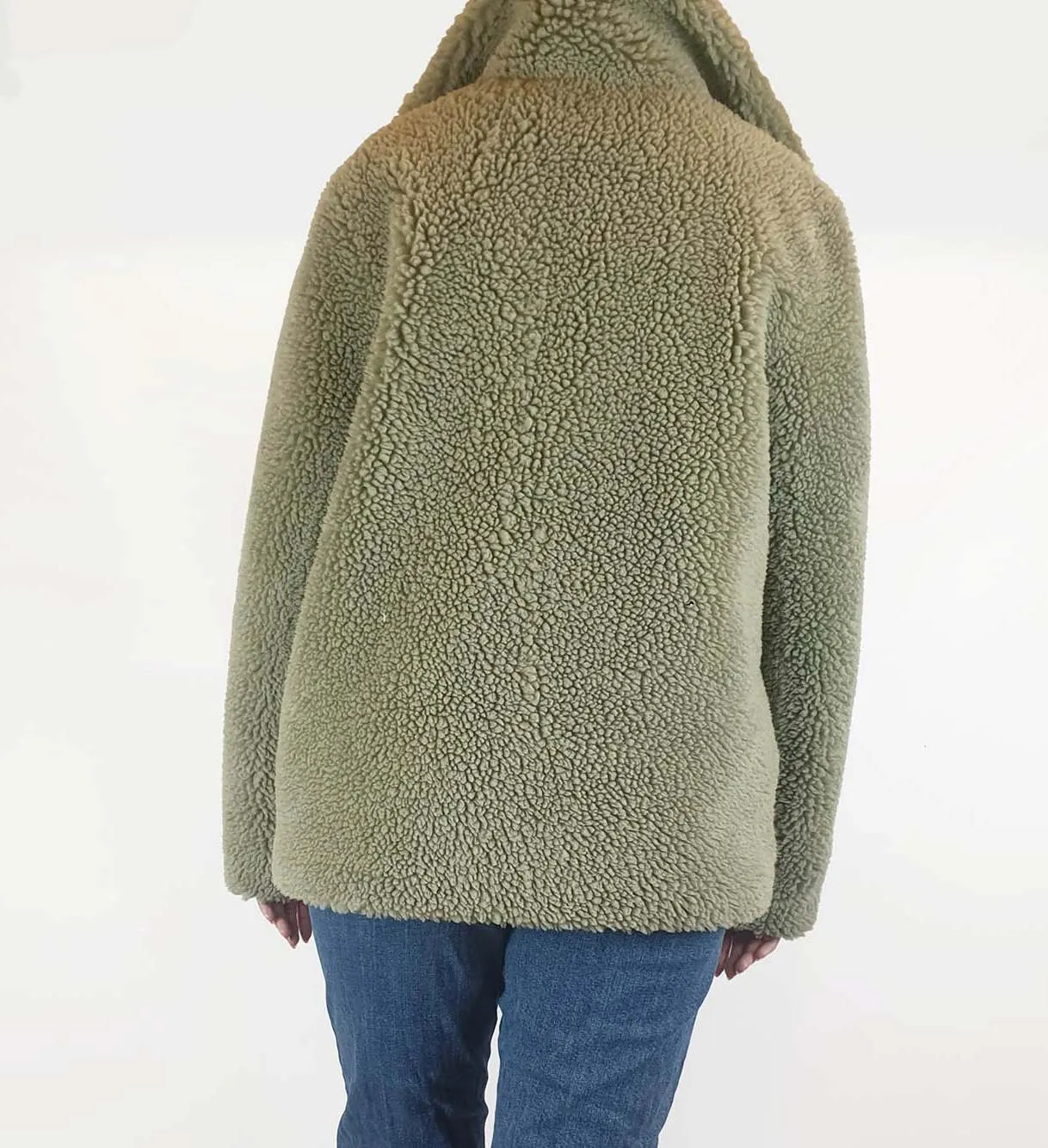 Friends with Frank green faux shearling coat size L, best fits 12-14
