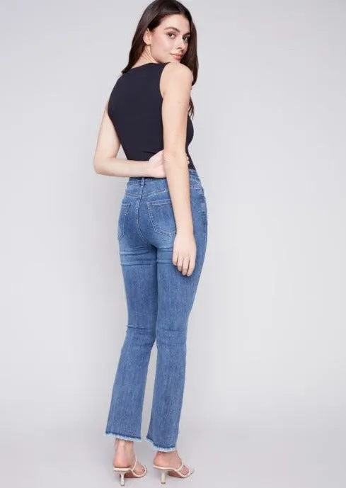 Fringe Hem Stretch Flare Jean #429