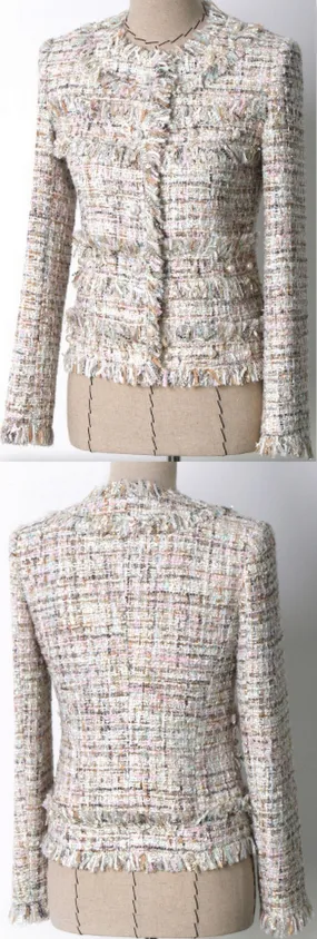 Fringed Multi Colored Pearl-Embellished Jacket
