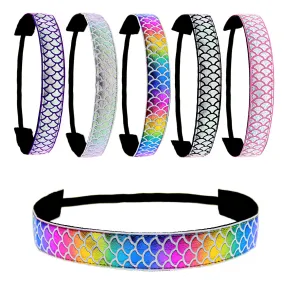 FROG SAC 6 PCS Mermaid Elastic Headbands for Girls, Non Slip Mermaid Headbands for Kids, Stretchy Elastic Headbands for Preteen and Teens, Cute Hair Accessories, Girl Mermaid Party Favors